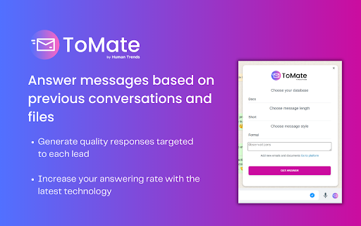 ToMate by Human Trends startup – AI Response Generator