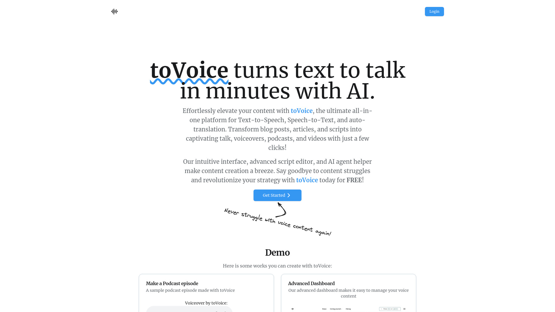 toVoice startup – AI Text-to-Speech