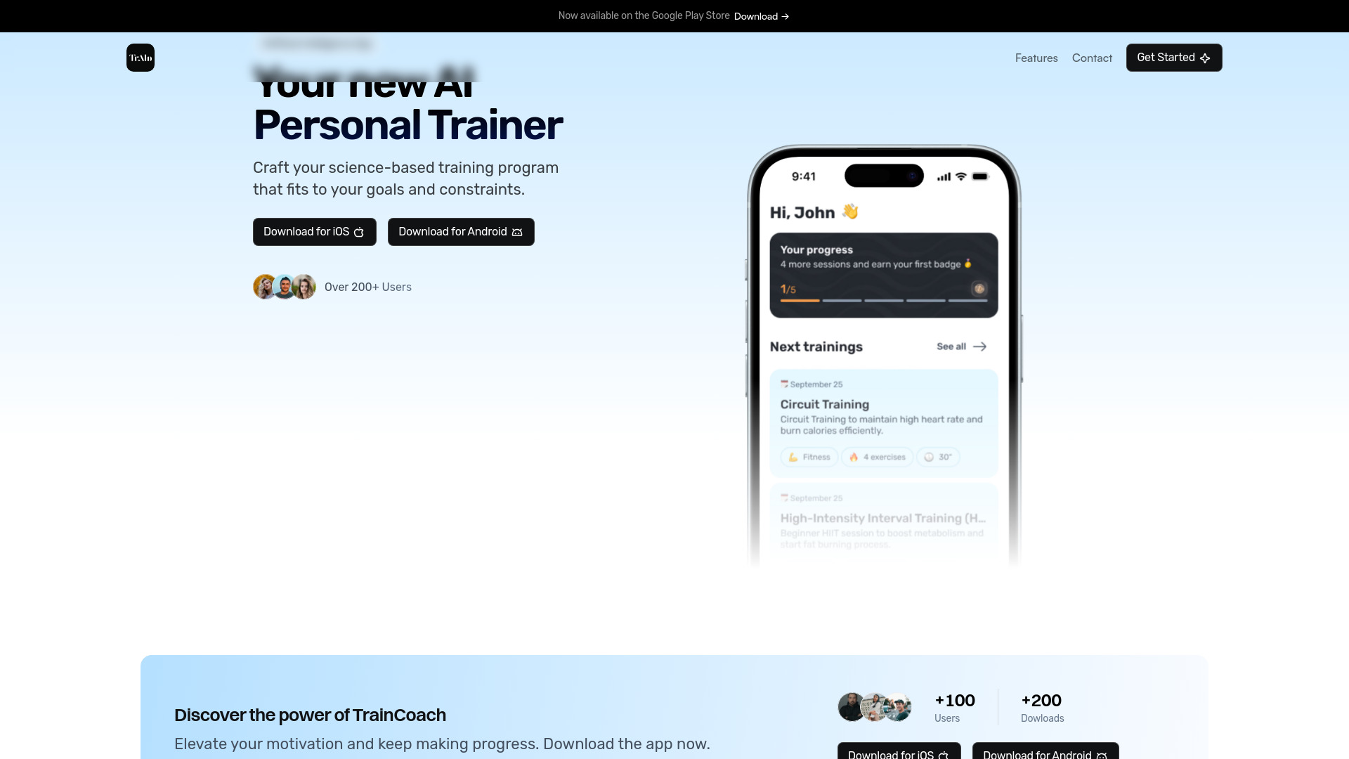 TrainCoach startup – AI Fitness