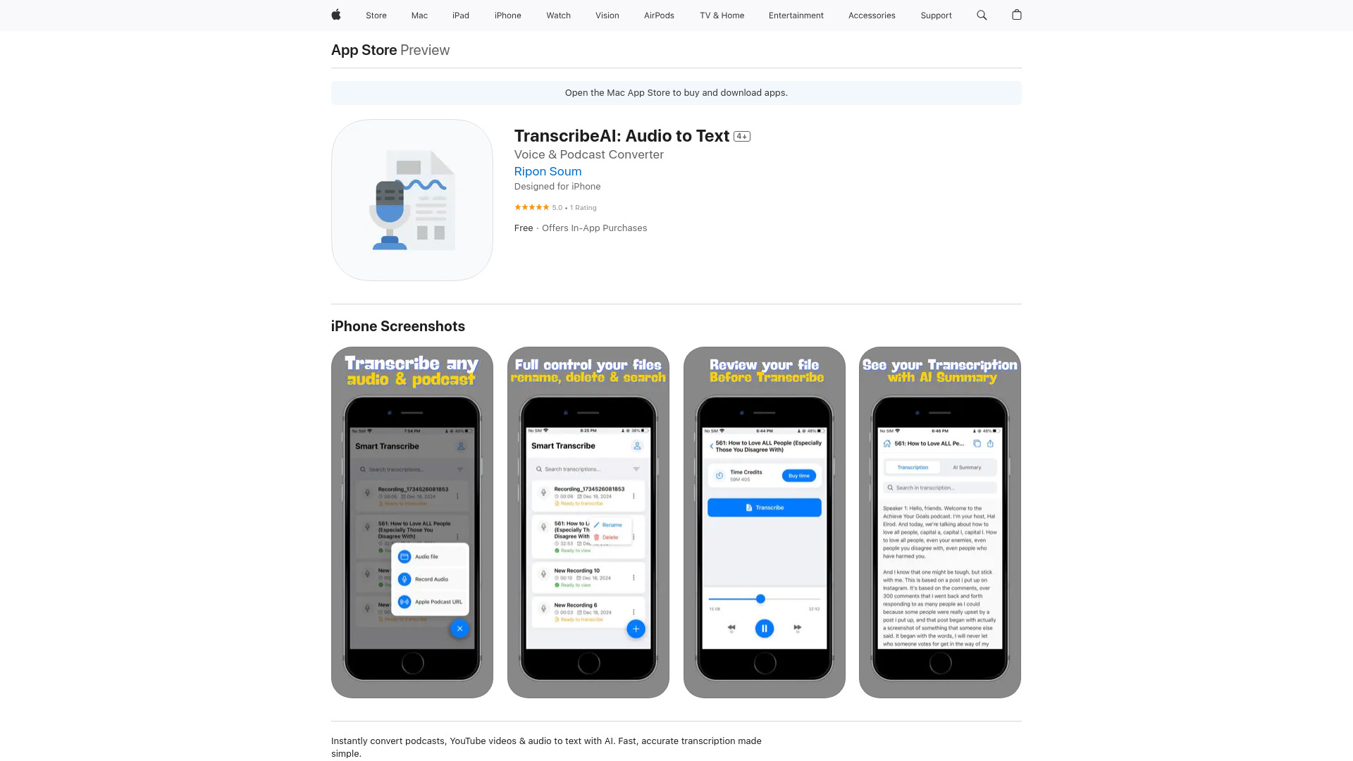 TranscribeAI: Audio to Text startup – AI Transcriber