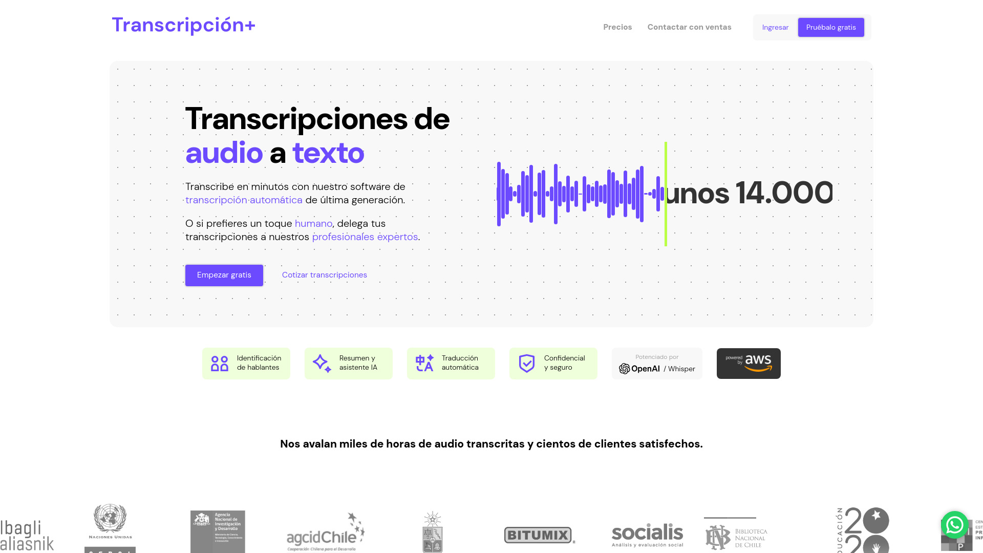 Transcripción+ startup – AI Transcription