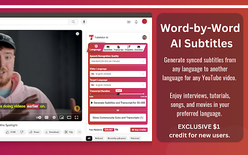Tubelator: AI YouTube Subtitles and Chapters startup – AI Subtitle Generator