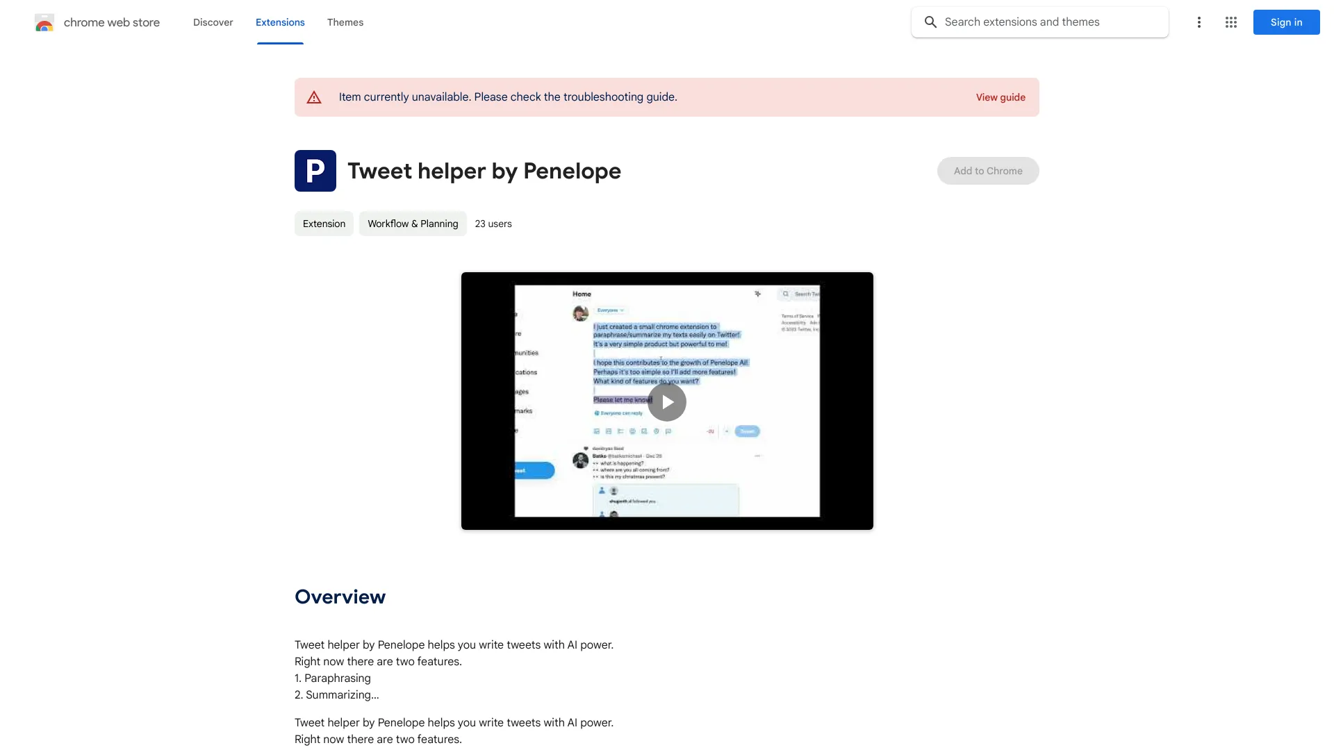 Tweet helper by Penelope startup – AI Tweet Generator