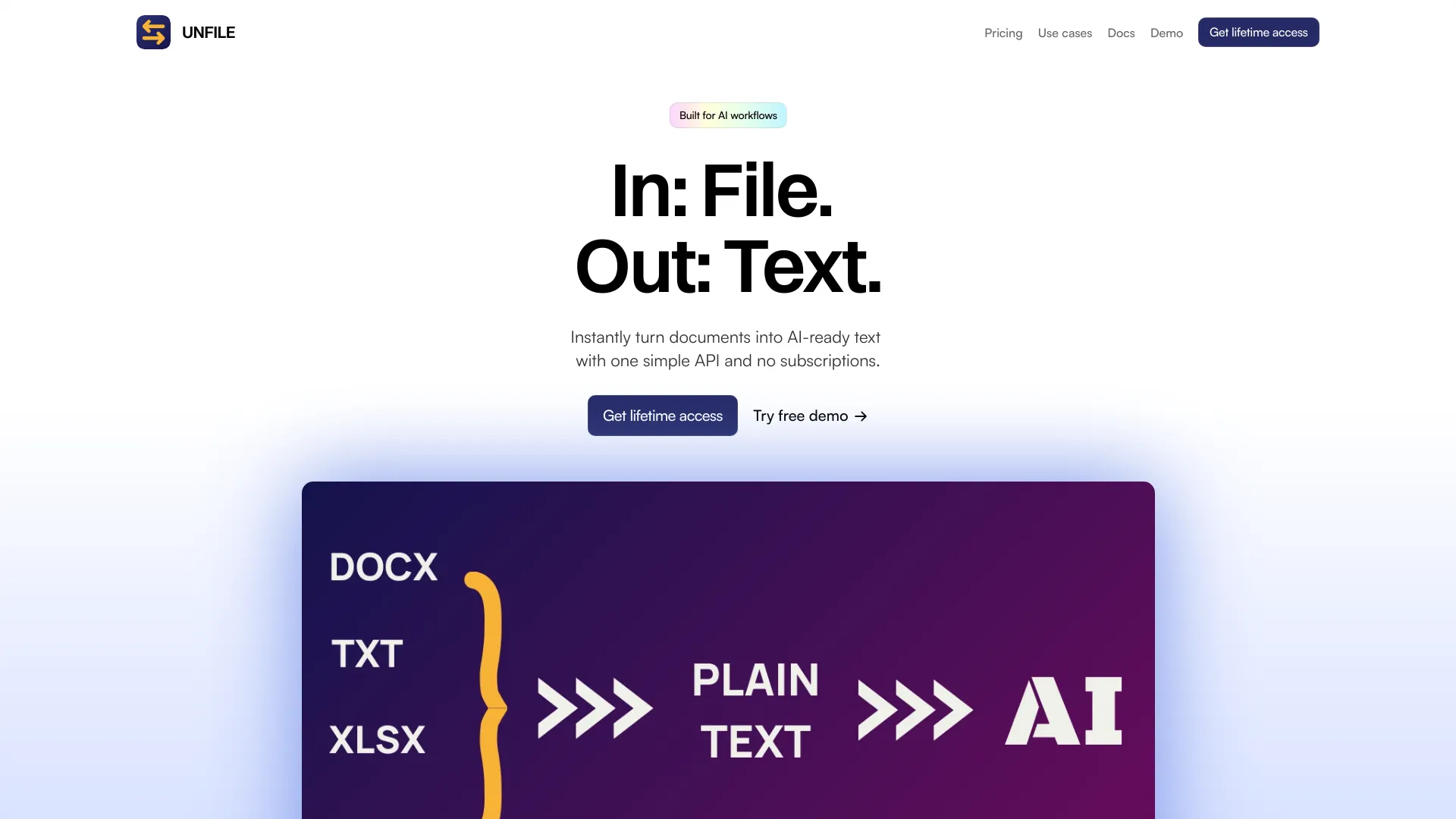 Unfile startup – AI API