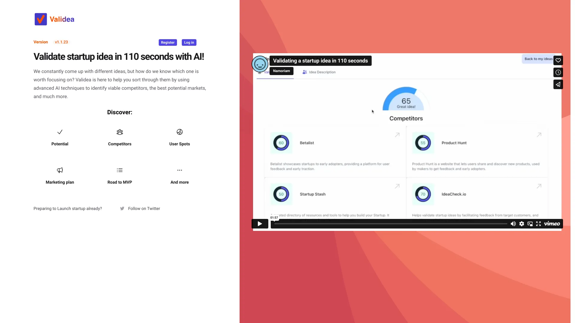 Validea startup – AI Research Tool