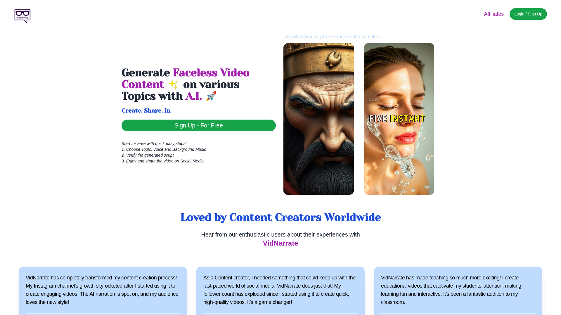 VidNarrate startup – AI Video Generator