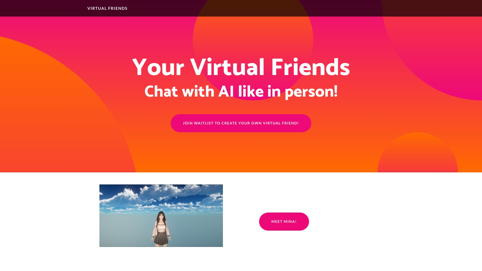 Virtual Friends startup – AI Character