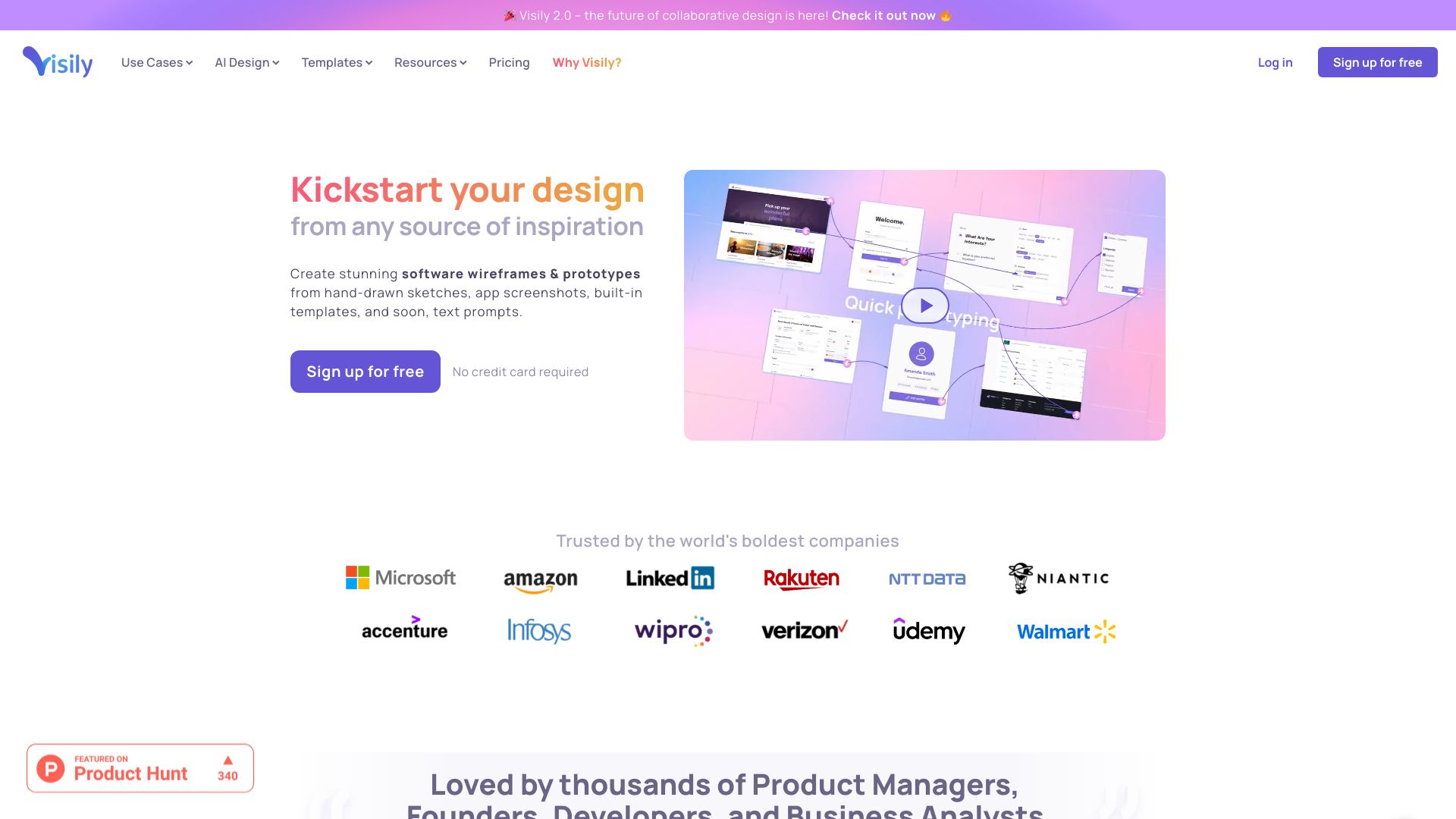 Visily 2.0 startup – AI Website Designer