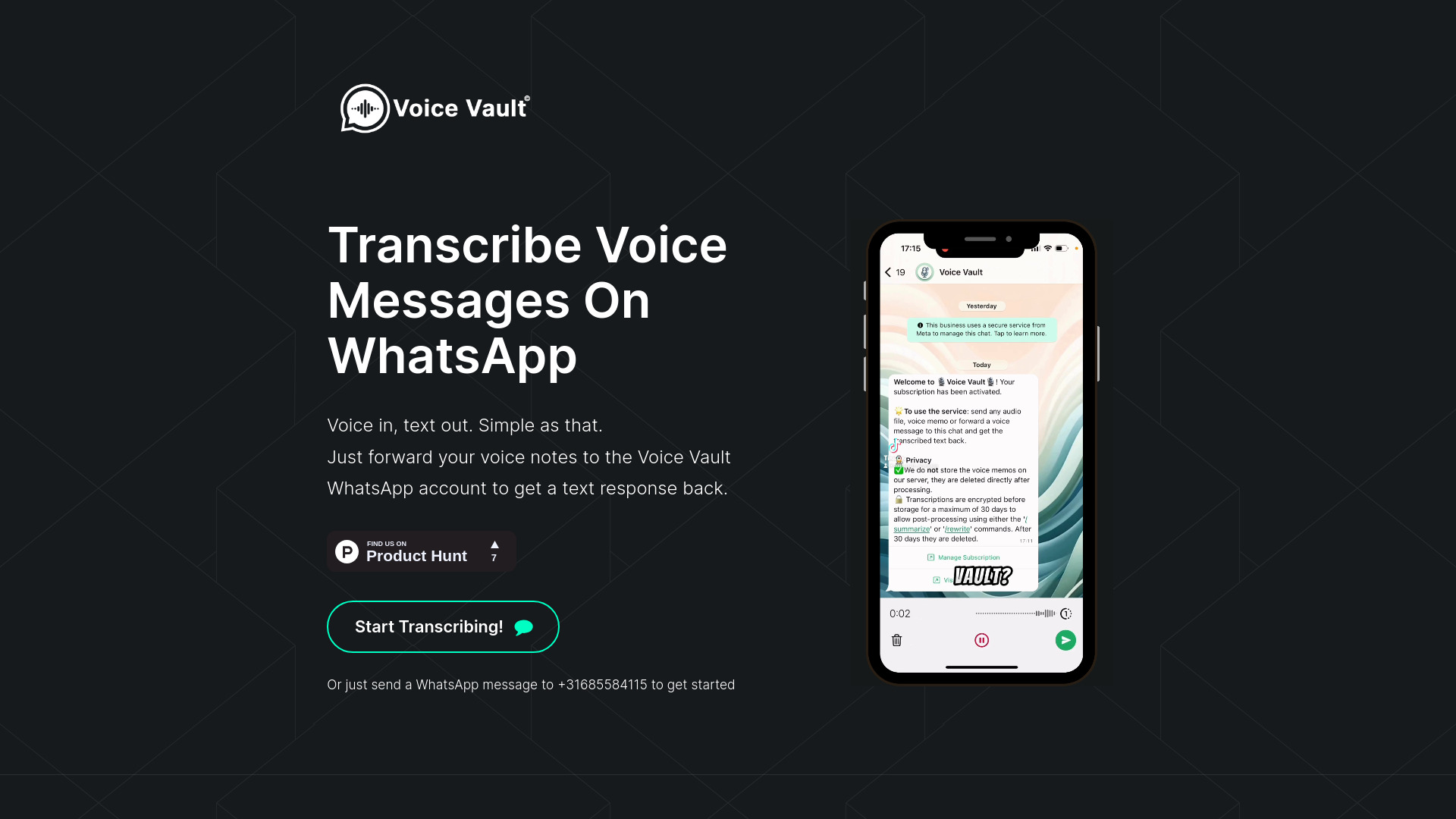 Voice Vault startup – AI Transcription