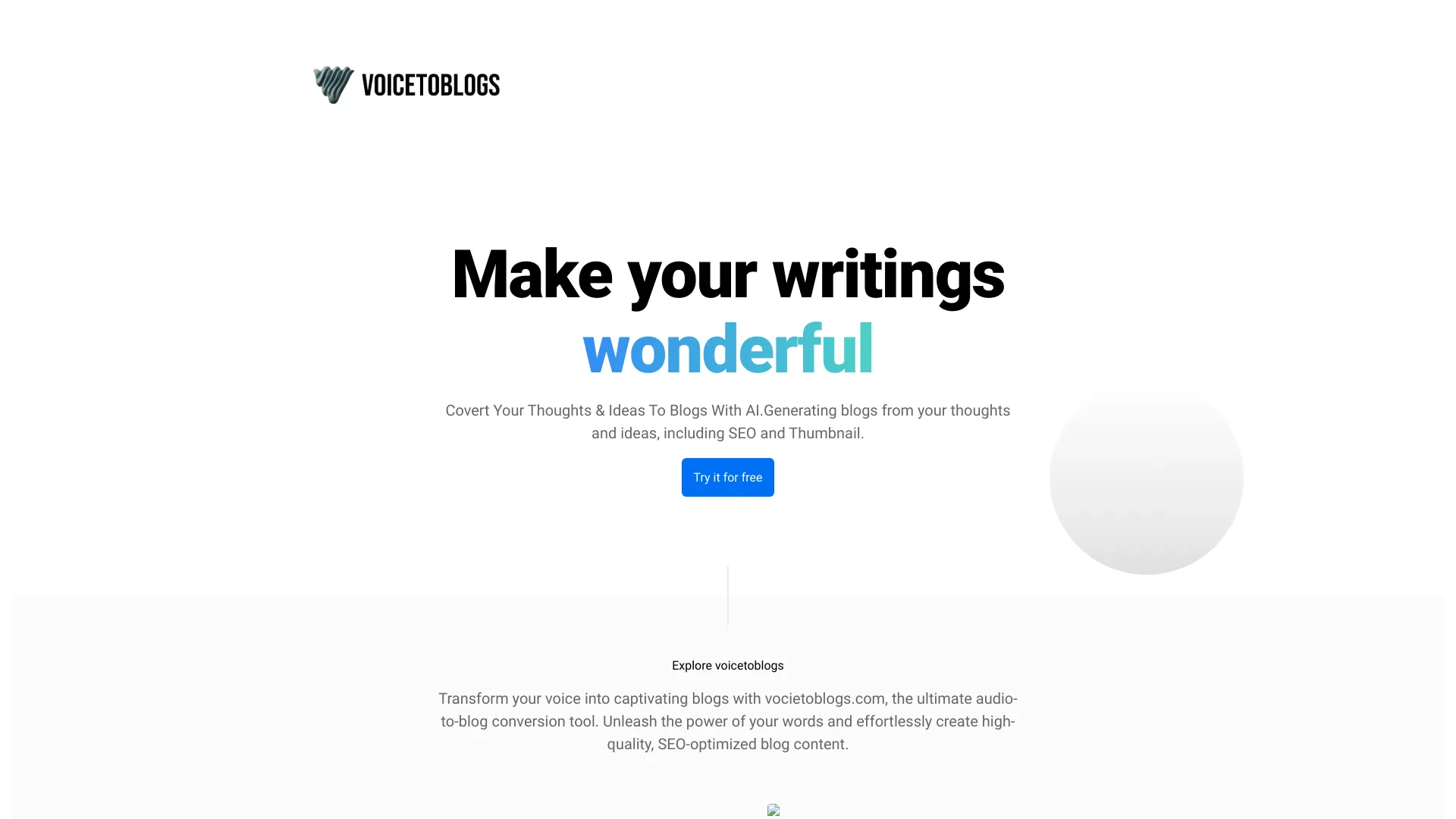 voicetoblogs startup – AI Blog Generator