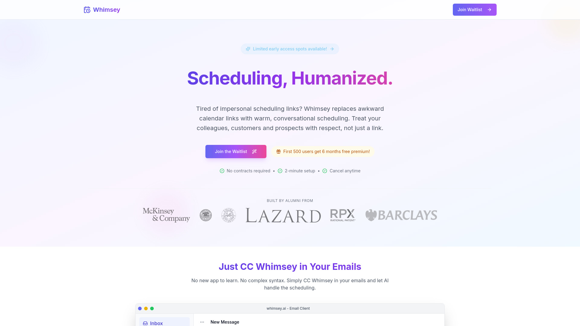 Whimsey: AI Scheduling Assistant startup – AI Calendar