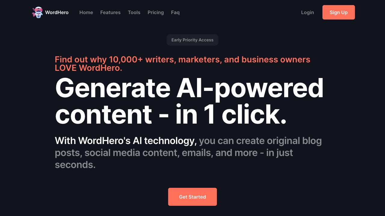 Wordhero startup – AI Content Generator