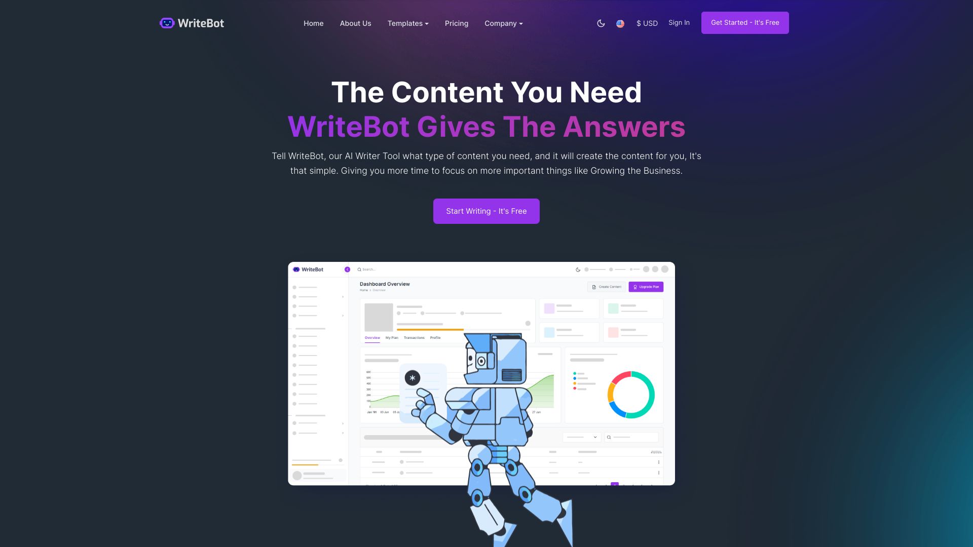 WriteBot AI startup – AI Text Generator