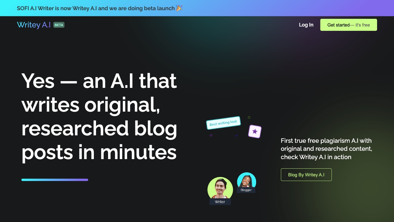 Writey AI startup – AI Blog Generator