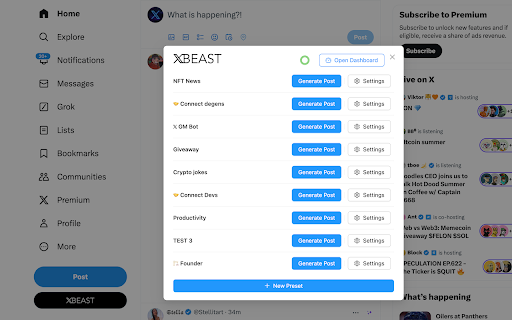 XBeast | AI tweets for 𝕏 (Twitter) startup – AI Tweet Generator